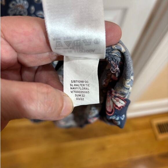 Gap Women L Halter Tie Navy Floral Maxi Dress Spring Casual - Picture 5 of 8